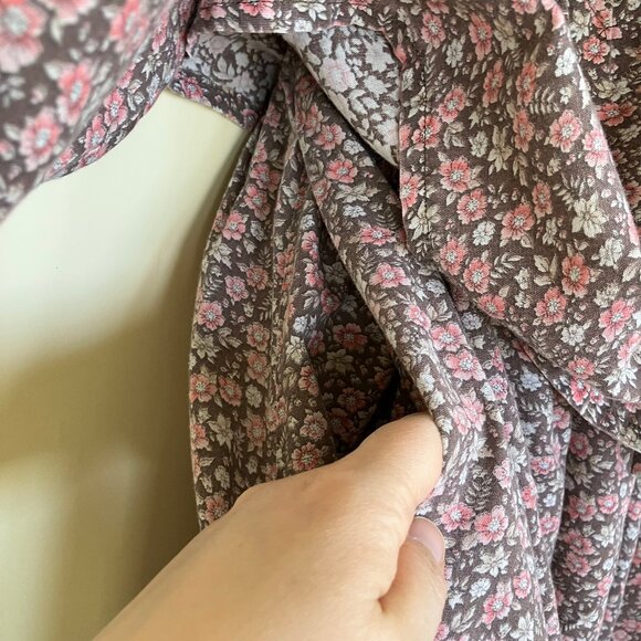 Peasant Blouse & Maxi Skirt Set Vintage Calico Floral Print Home Made - Picture 5 of 11